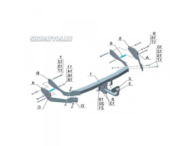 Фаркоп на Hyundai Santa Fe SUV 2001-2006гг. от AvtoS Фаркоп на Hyundai Santa Fe SUV 2001-2006гг.